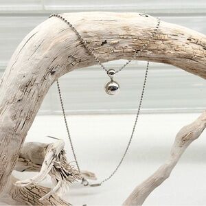 Tiffany & Co. Silver Ball Drop Pendant Necklace. Ball Chain-Like New.